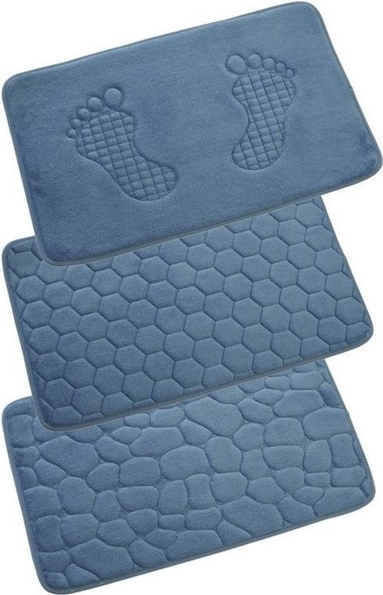 Blauwe badkamer/douche mat met steentjes 80x50 cm - Badkamer accessoires  -... | bol.com