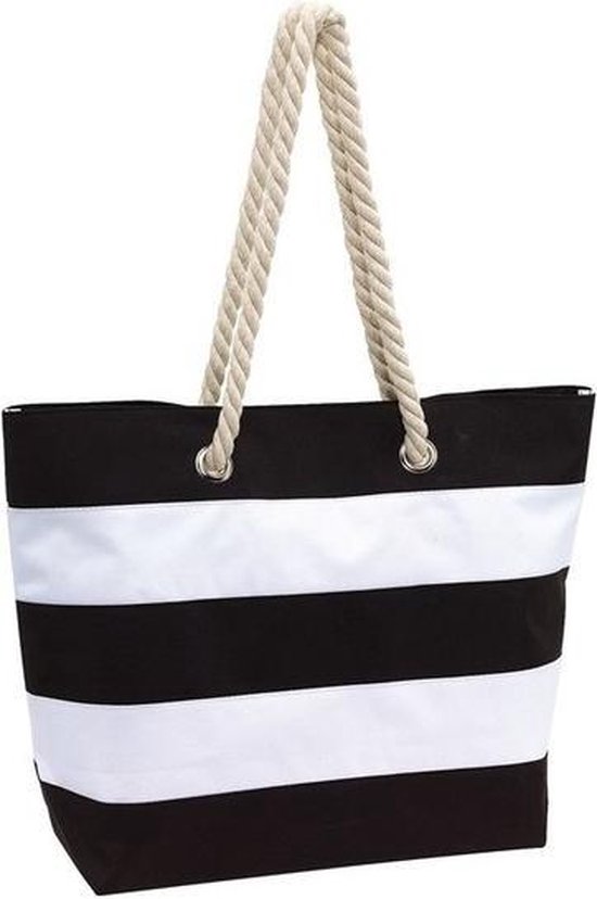 gestreept zwart/wit 47 - Strandartikelen beach bags/shoppers met... |