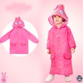 Imperméable / Poncho Sweet Little Rabbit pour enfants 2-6 ans (taille 120) | BoefieBoef | Polyester - poncho de pluie - combinaison de pluie - veste - pluie - manteau artisanal - déguisement - lapin - rose - 1 taille - carnaval