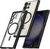 Casemania Coque pour Samsung Galaxy S24 Ultra Zwart - Coque arrière en Siliconen - Convient pour Magsafe