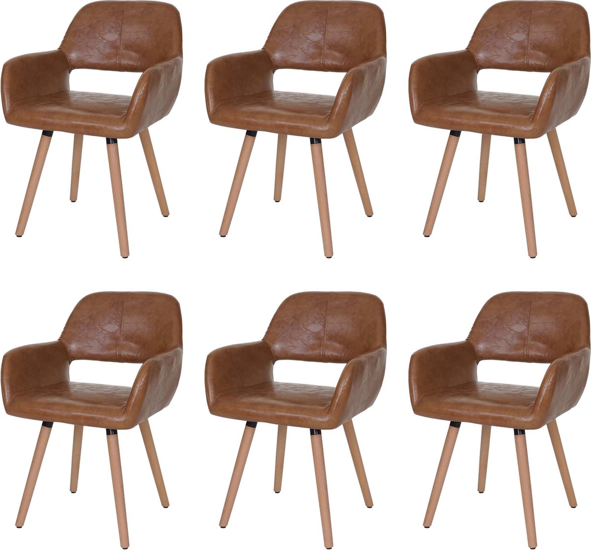 Cosmo Casa Set van 6 eetkamerstoelen - Stoel Keukenstoel - Retro jaren 50 Design - Kunstleer - Suède - Imitatie - Lichte poten