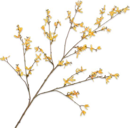 Silk-ka Fleur Artificielle Bloem en Soie Branche de Forsythia Jaune 120 cm