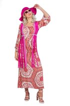 Wilbers & Wilbers - Hippie Kostuum - Lange Comfi Hippie Jurk Rozaline Vrouw - Roze - Maat 36 - Carnavalskleding - Verkleedkleding
