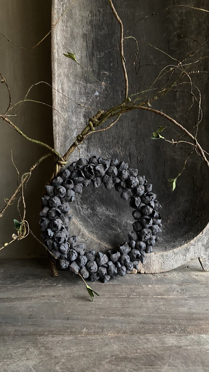 Coco krans dark grey thin 30CM