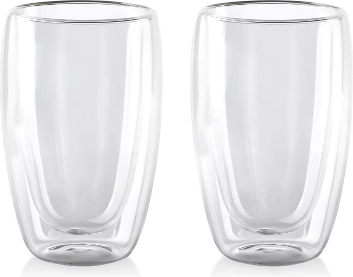 Glozini Dubbelwandig Koffieglas - 450ml - Set van 2 - Dubbelwandig Glas