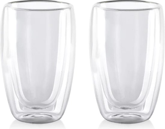 Dubbelwandig thee- of koffieglas met naam en klavertje 4