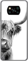 Geschikt voor Xiaomi Poco X3 Pro hoesje - Schotse hooglander - Dieren - Zwart - Wit - Siliconen Telefoonhoesje
