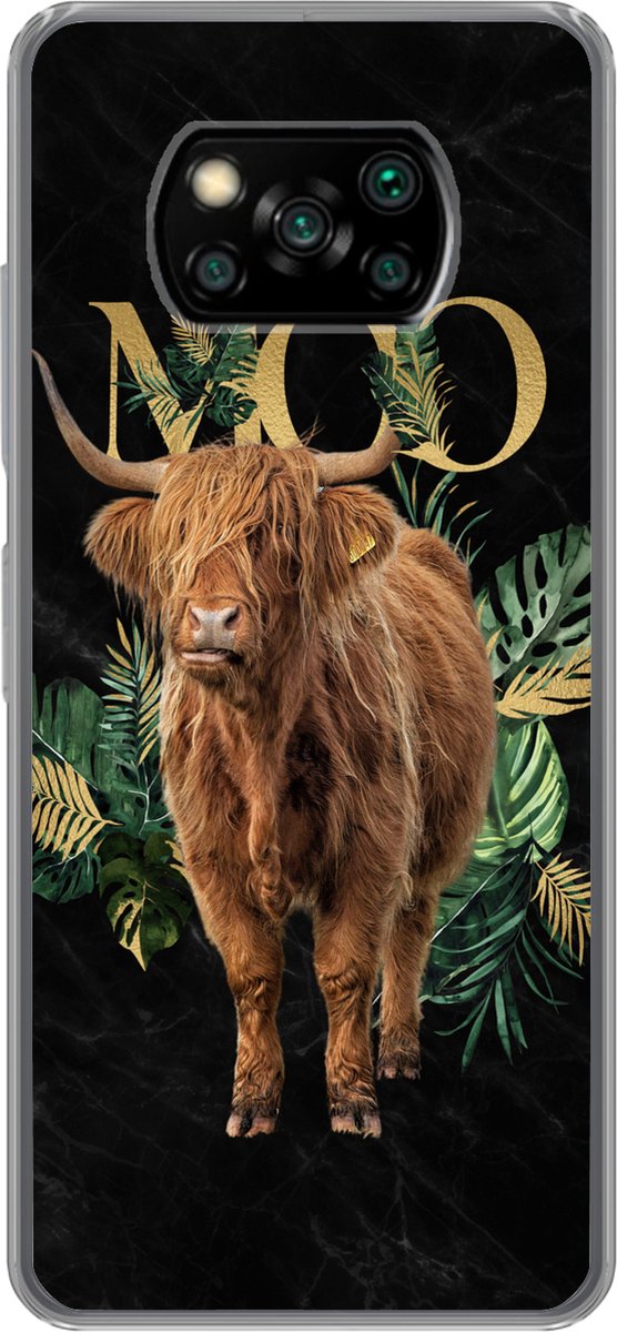 Telefoonhoesje Geschikt voor Xiaomi Geschikt voor Poco X3 NFC hoesje - Spreuk - Schotse hooglander - Planten - Siliconen Telefoonhoesje Telefoonhoesje