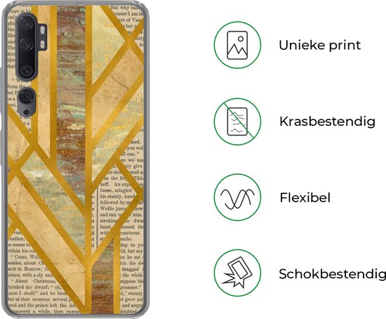 Coque de téléphone compatible avec Xiaomi Mi Note 10 Pro - Or - Motif marbre - Vintage - Coque en Siliconen