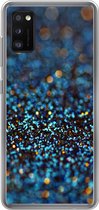 Geschikt voor Samsung Galaxy A41 hoesje - Glitter - Blauw - Abstract - Design - Siliconen Telefoonhoesje