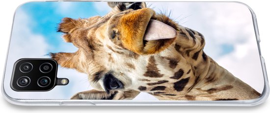 Coque Samsung Galaxy A12 - Girafe - Drôle - Langue - Siliconen - Sinterklaas - Noël - Cadeaux - Chaussures Cadeaux