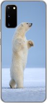Geschikt voor Samsung Galaxy S20 hoesje - IJsbeer - Grappig - Sneeuw - Kinderen - Jongens - Meisjes - Kind - Siliconen Telefoonhoesje