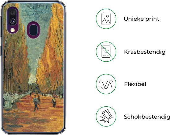 Telefoonhoesje Geschikt voor Samsung Galaxy A40 hoesje - Elysische velden - Vincent van Gogh - Siliconen Telefoonhoesje Telefoonhoesje