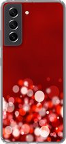 Geschikt voor Samsung Galaxy S21 FE hoesje - Rood - Design - abstract - Licht - Siliconen Telefoonhoesje