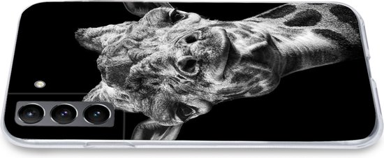 Telefoonhoesje Geschikt voor Samsung Galaxy S21 Plus hoesje - Giraffe - Dier - Zwart - Wit - Siliconen Telefoonhoesje Telefoonhoesje