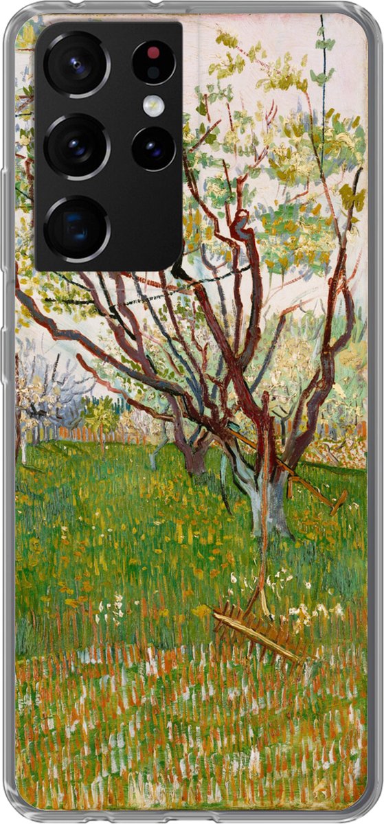 Telefoonhoesje Geschikt voor Samsung Galaxy S21 Ultra hoesje - Bloeiende boomgaard - Vincent van Gogh - Siliconen Telefoonhoesje Telefoonhoesje