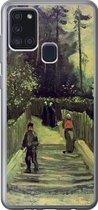 Telefoonhoesje Geschikt voor Samsung Galaxy A21s hoesje - Hellend pad in Montmartre - Vincent van Gogh - Siliconen Telefoonhoesje Telefoonhoesje