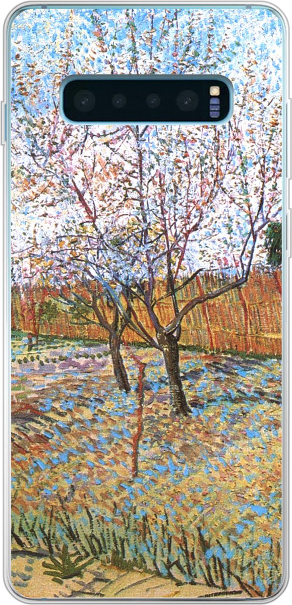 Telefoonhoesje Geschikt voor Samsung Galaxy S10 Plus hoesje - Bloeiende perzikboom - Vincent van Gogh - Siliconen Telefoonhoesje Telefoonhoesje