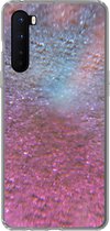 Geschikt voor OnePlus Nord hoesje - Roze - Glitter - Abstract - Design - Blauw - Siliconen Telefoonhoesje