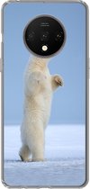 Geschikt voor OnePlus 7T hoesje - IJsbeer - Grappig - Sneeuw - Kinderen - Jongens - Meisjes - Kind - Siliconen Telefoonhoesje