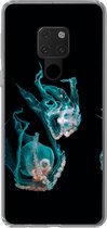Geschikt voor Huawei P40 Lite hoesje - Kwal - Zeedieren - Zwart - Siliconen Telefoonhoesje
