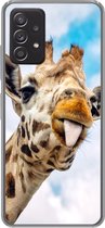 Geschikt voor Samsung Galaxy A53 5G hoesje - Giraffe - Grappig - Tong - Kinderen - Jongens - Meisjes - Kind - Siliconen Telefoonhoesje