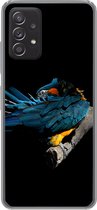 Geschikt voor Samsung Galaxy A53 5G hoesje - Vogel - Veren - Tak - Zwart - Siliconen Telefoonhoesje