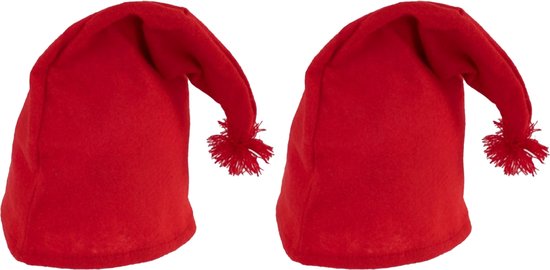 PartyXplosion Verkleed muts voor een kabouter/dwerg - 2x - rood - polyester - volwassenen - one size