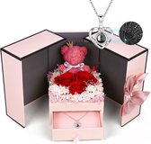 Rozen met een Ketting in Doosje - Hart Ketting - Cadeau voor Haar - Eeuwige Roos - Valentijn