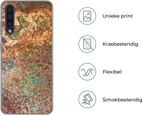 Coque Samsung Galaxy A50 - Couleurs - Métal - Rouille - Structure - Abstrait - Coque de téléphone en Siliconen