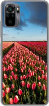 Geschikt voor Xiaomi Redmi Note 10 hoesje - Kleurrijke tulpen in Nederlands landschap - Siliconen Telefoonhoesje