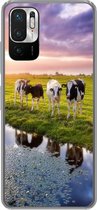 Geschikt voor Xiaomi Redmi Note 10 5G hoesje - Koeien tijdens een zonsondergang - Siliconen Telefoonhoesje