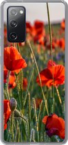 Geschikt voor Samsung Galaxy S20 FE hoesje - Bloemen - Klaprozen - Natuur - Rood - Siliconen Telefoonhoesje