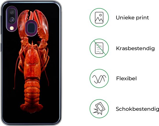 Coque Samsung Galaxy A40 - Homard - Rouge - Portrait - Coque de téléphone en Siliconen