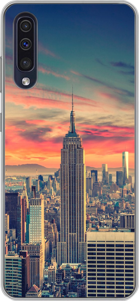 Telefoonhoesje Geschikt voor Samsung Galaxy A30s hoesje - New York - Manhattan - Empire State Building - Siliconen Telefoonhoesje Telefoonhoesje