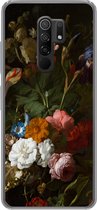 Geschikt voor Xiaomi Redmi 9 hoesje - Vaas met bloemen - Schilderij van Rachel Ruysch - Siliconen Telefoonhoesje