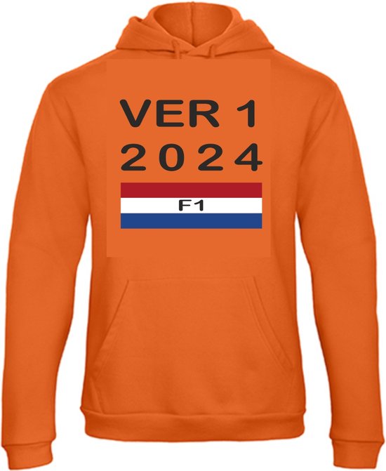 Oranje HOODIE UNISEX Max Verstappen 2024 Formule 1 Oranje Fan - Maat Large
