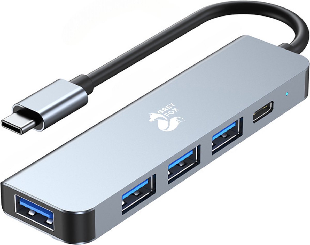 Grey Fox 5 in 1 USB Hub Type C - USB Splitter 2.0/3.0 - USB C Type - Geschikt voor Mobiel, Laptop, Macbook en Windows