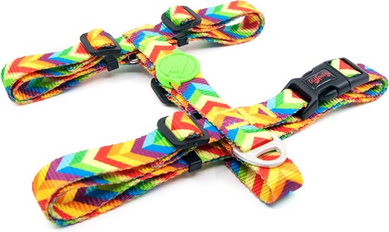 Foto: Tailpetz h harness rainbow maat m hondenharnas hondentuig hondentuigje kleine hond h tuig hond harnas hond anti trek tuig hond reflecterend