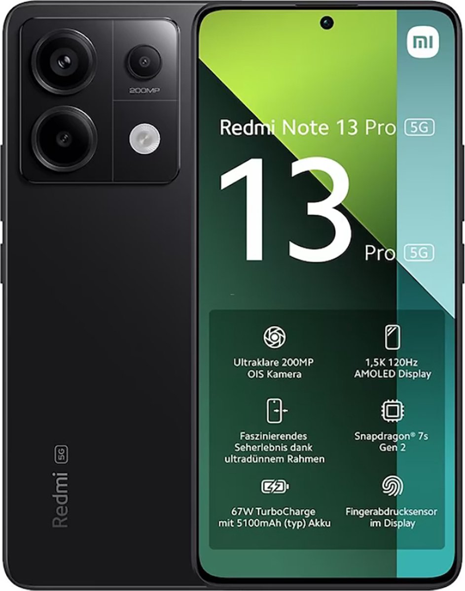 Redmi Note 13 Pro 5G Dual SIM Midnight Black 256GB and 8GB RAM  (6941812750896)