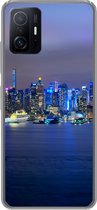 Geschikt voor Xiaomi 11 Lite 5G NE hoesje - New York - Skyline - Nacht - Siliconen Telefoonhoesje