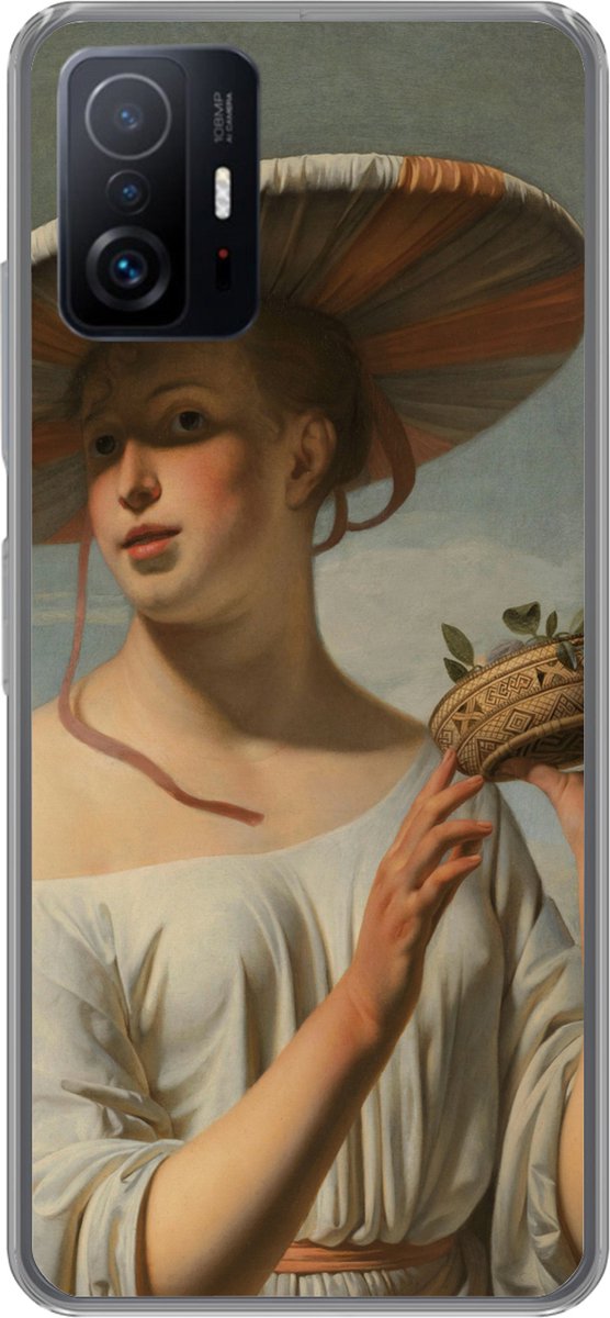 Telefoonhoesje Geschikt voor Xiaomi 11T Pro hoesje - Meisje met een brede hoed - Schilderij van Caesar Boëtius van Everdingen - Siliconen Telefoonhoesje Telefoonhoesje
