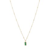 Michelle Bijou, ketting met groene natuursteen, stainless steel, goud