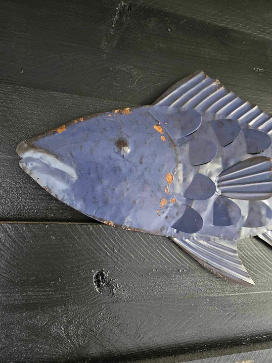 Muur deco vis Atlantic 71x5xh34cm donkerblauw metaal