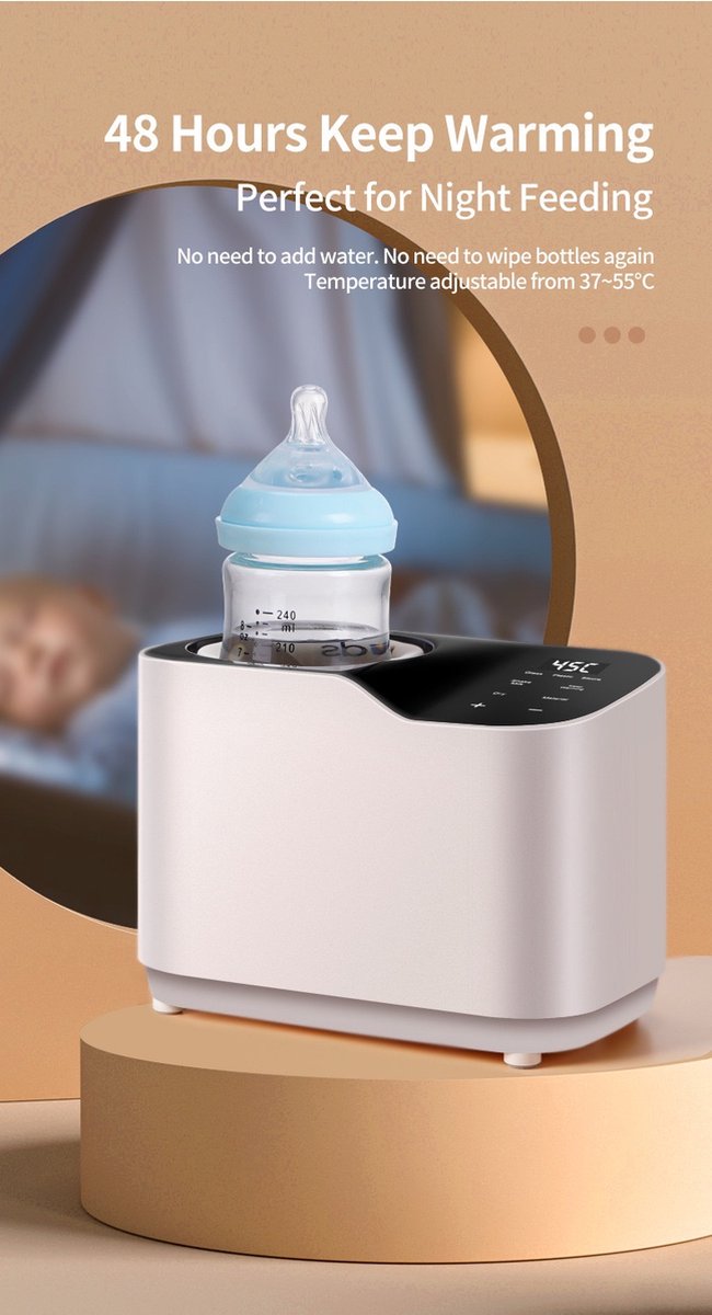 Milk Bottle Warmer, 1500mAh Automatic Milk Powder Mixing Function