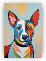 Hond Picasso stijl - Hond schilderij - Muurdecoratie dieren - Muurdecoratie kinderkamer - Canvas schilderijen woonkamer - Kunstwerken schilderij - 40 x 60 cm 18mm