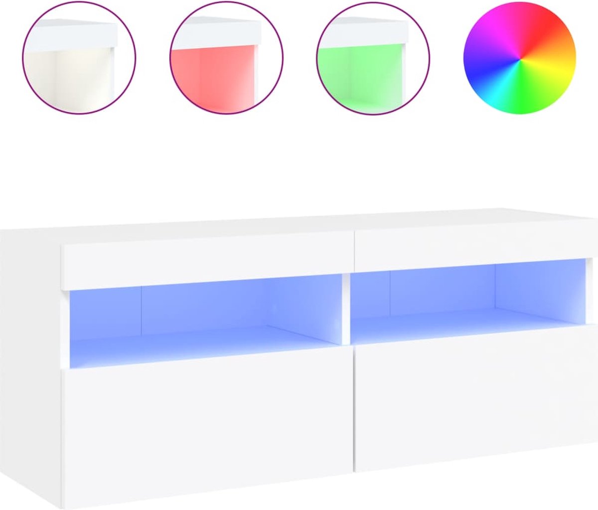 vidaXL - Tv-wandmeubel - met - LED-verlichting - 100x30x40 - cm - wit