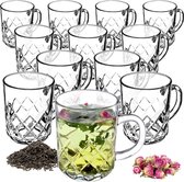 Theeglazen, set van 6 glazen met handvat, vaatwasmachinebestendig, drinkglazen voor koffie, thee, water, sap, drink, tuin, sapglazen, waterglazen, glazenset, glazen mokken