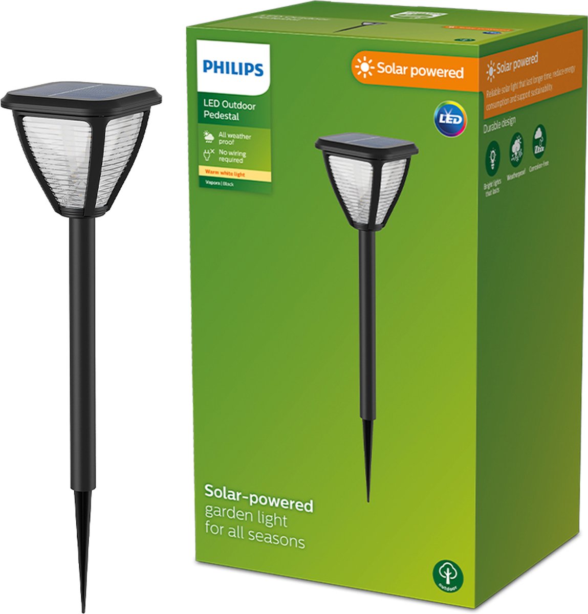 Bol.com Philips Vapora sokkellamp met spies - zwart aanbieding