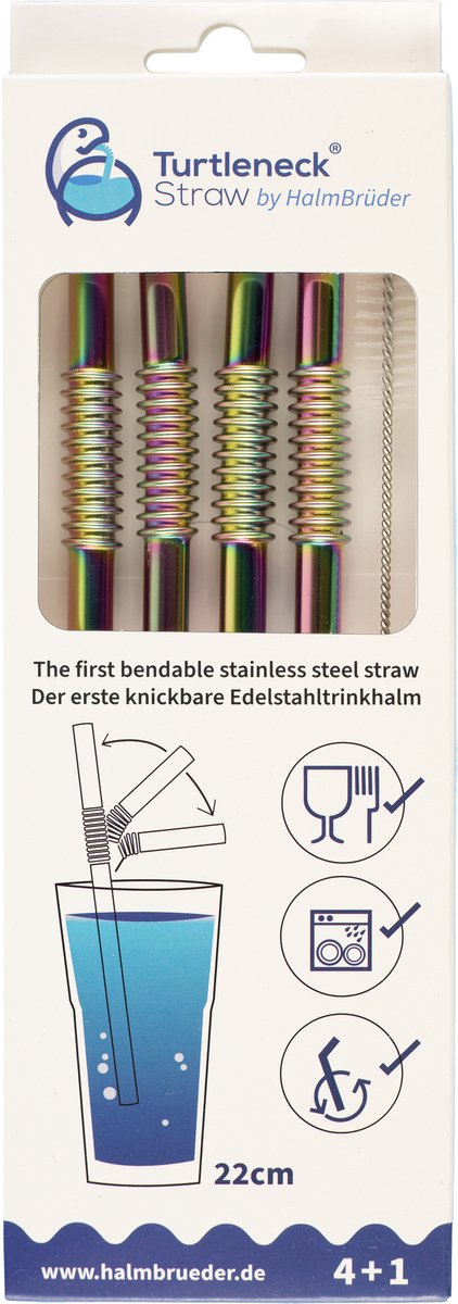 StrawBrothers buigbaar roestvrijstalen rietje regenboog